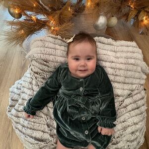 Old Navy Green Velvet Baby Dress